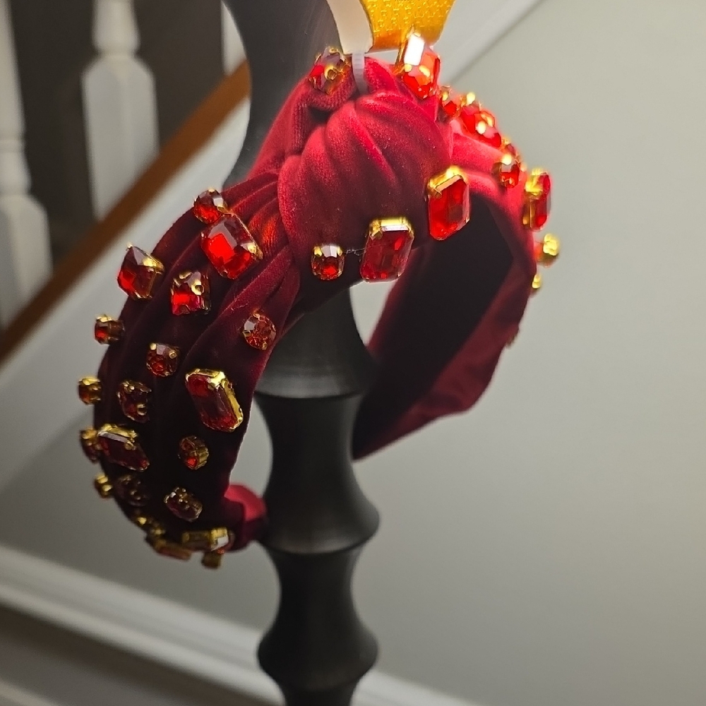 Piper K Red and Gold Jeweled Headband